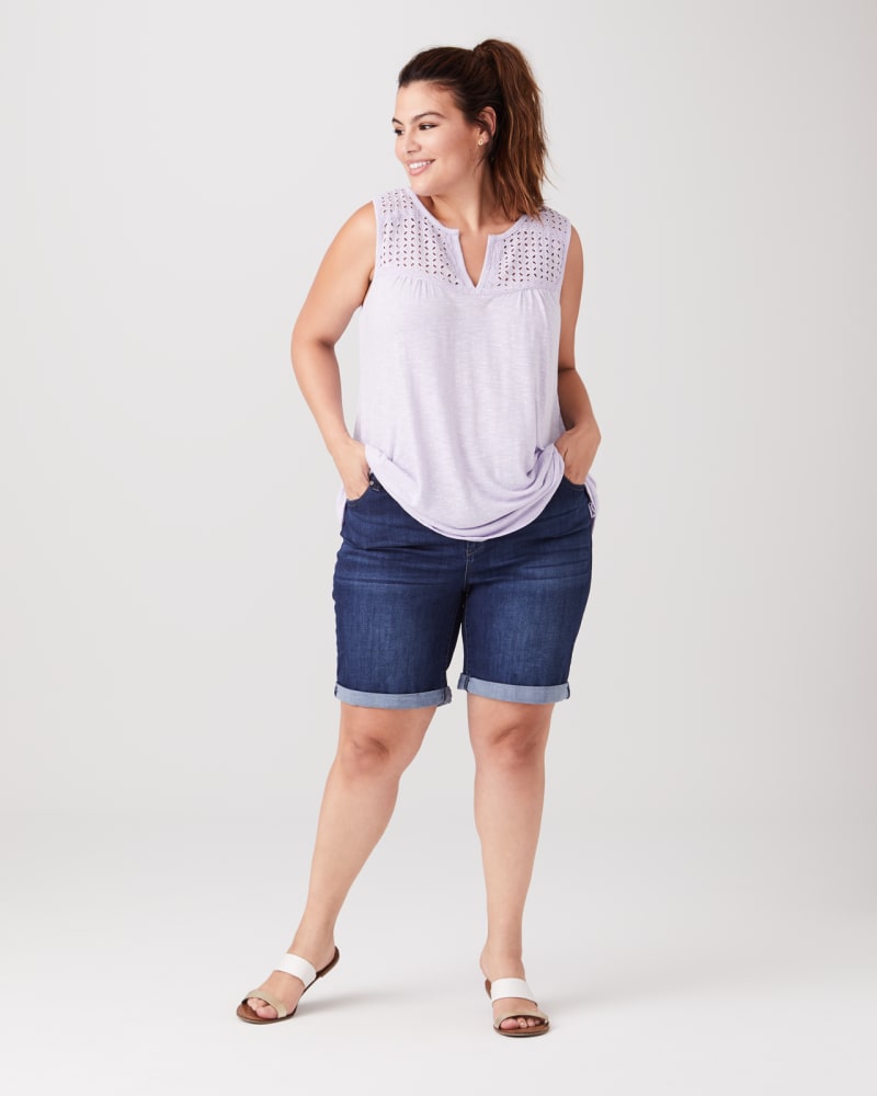 Plus size model with pear body shape wearing Joanne Sleeveless Top by In Every Story | Dia&Co | dia_product_style_image_id:136729